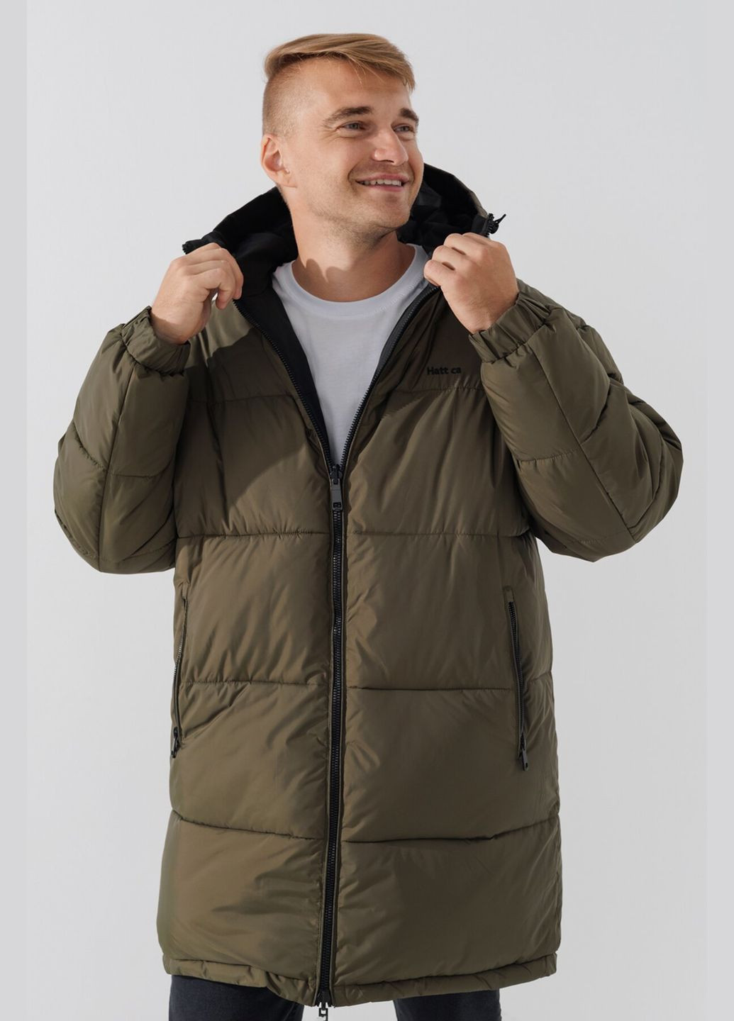 Оливковая (хаки) зимняя куртка двухсторонняя однотонная мужская 9906 хаки с черным (2000990543660w) shop (2000990543660) No Brand