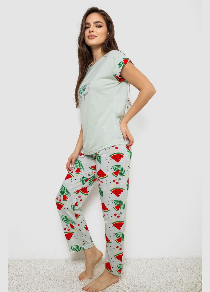 Мятная всесезон пижама женская с принтом Fashion