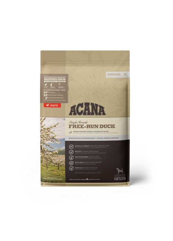 Сухий гіпоалергенний корм для собак всіх порід Free-Run Duck 6 кг (a57160) Acana (315424826)