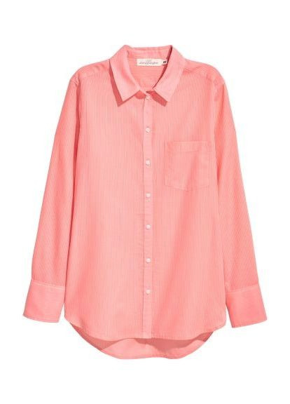 Коралловая повседневный рубашка в полоску H&M