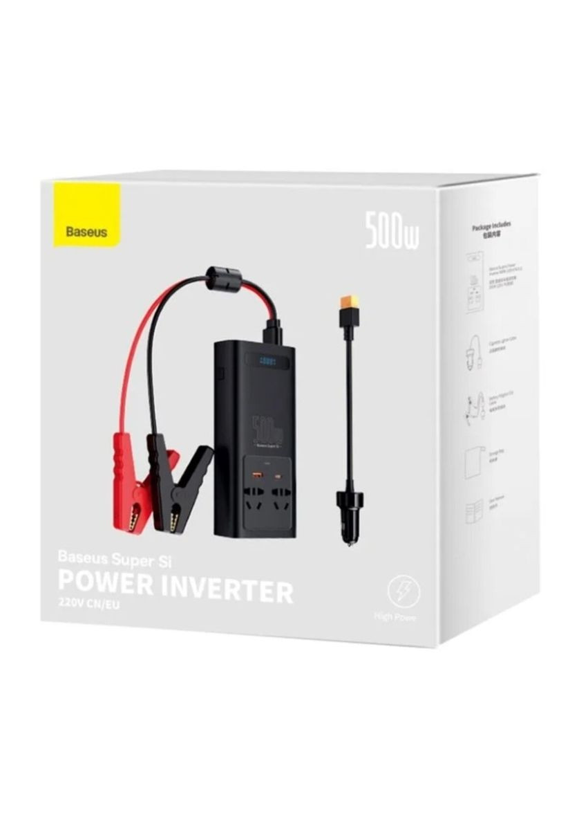Автомобільний інвертор Power Inverter 500W (220V CN/EU ) Black Baseus Super Si (330029024)