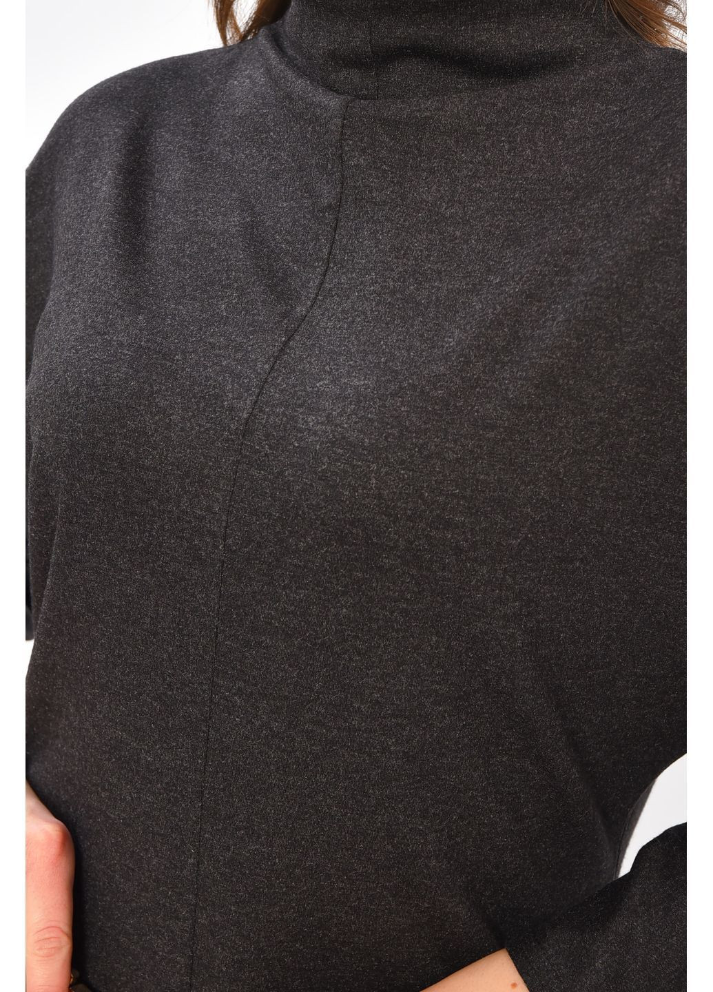 Темно-сіра кежуал сукня жіноча однотонна темно-сірого кольору з баскою Let's Shop однотонна