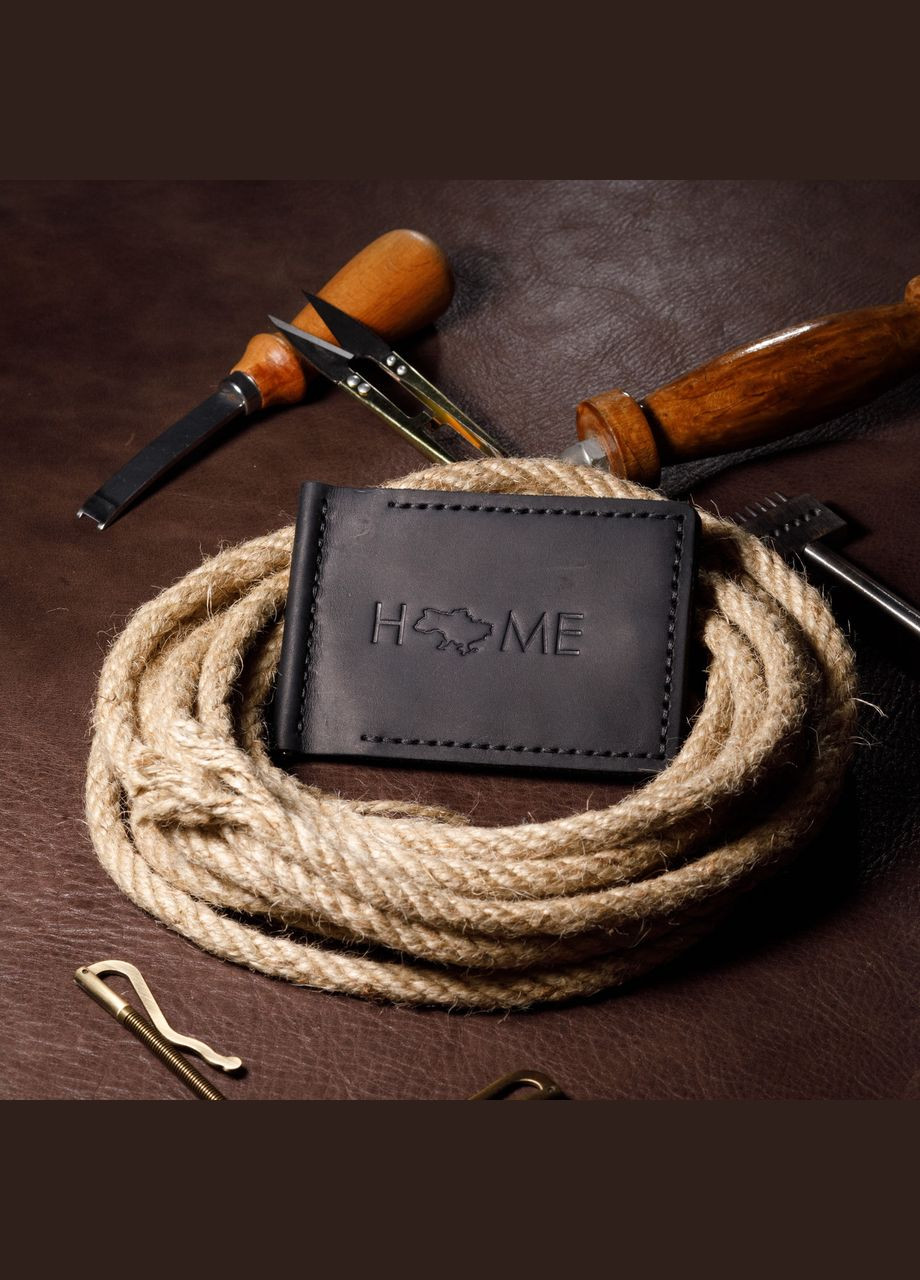 Затиск для грошей шкіряний чоловічий з відділеннями для карт, місткий гаманець на кнопці, No Brand (354721314)