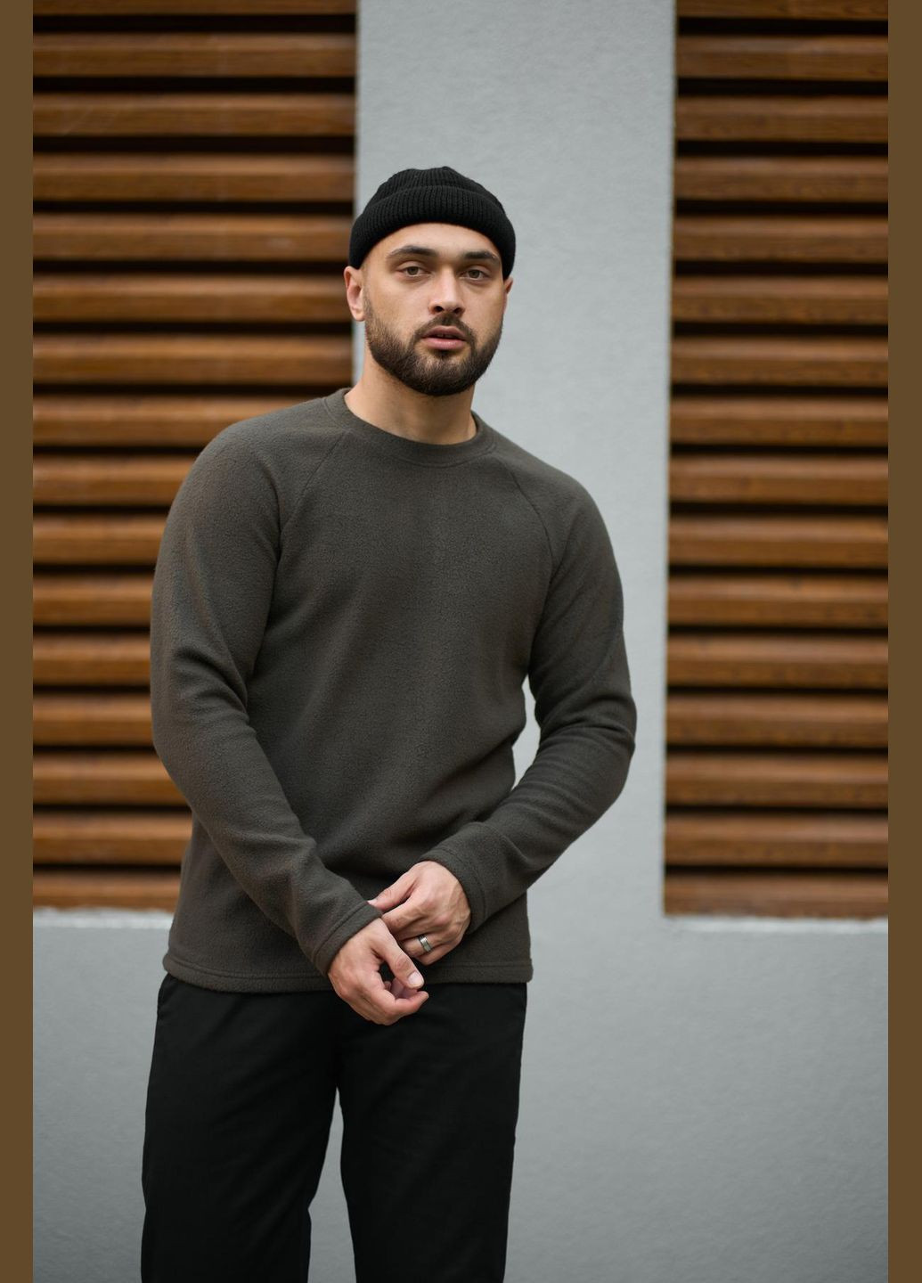 Хакі світшот флісовий еластичний та приємний на дотик (320194209)