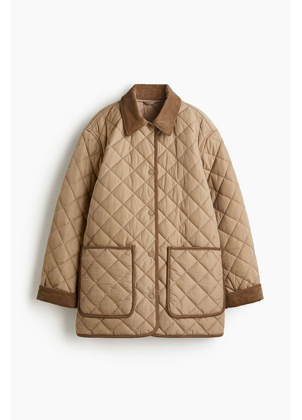 Бежева демісезонна жіноча стьобана куртка н&м (58563) xs бежева H&M