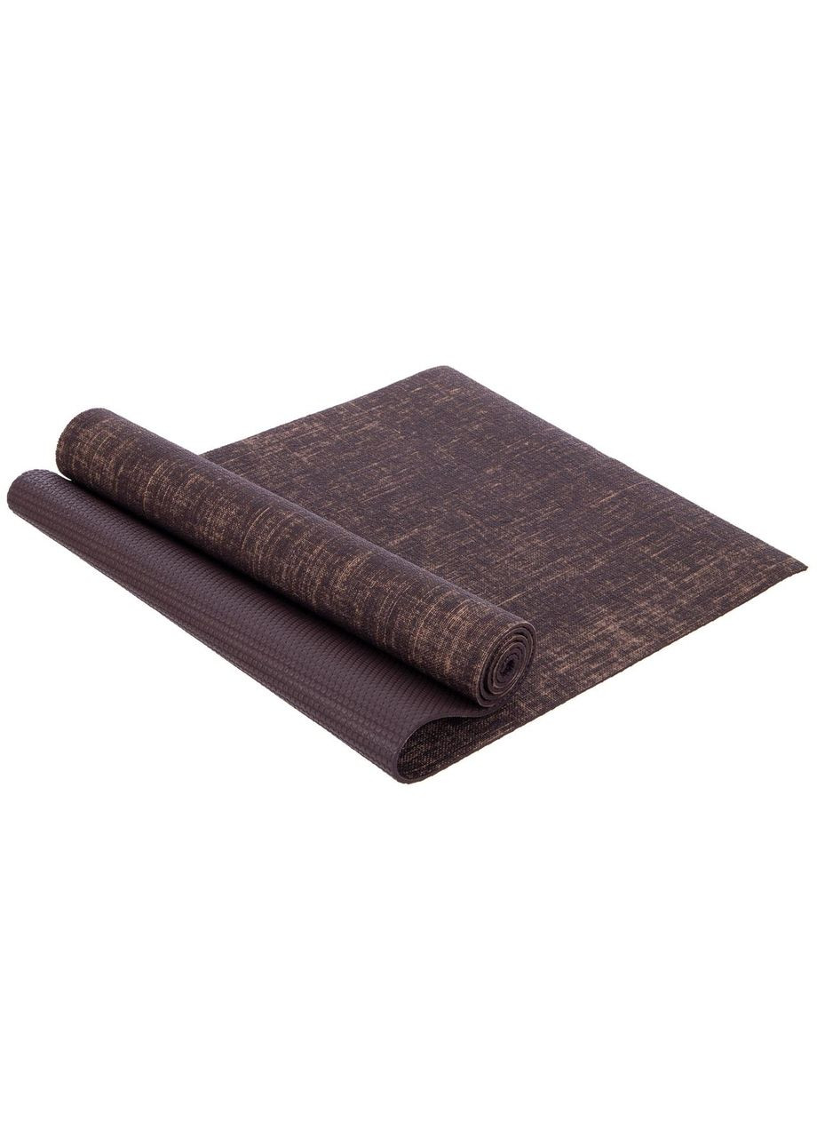 Килимок для йоги Льняний (Yoga mat) двошаровий 6мм (розмір 185x62x0, 6см, джут, Темно-коричневий) (FI-2441_Темно-коричневий) Record (361433541)