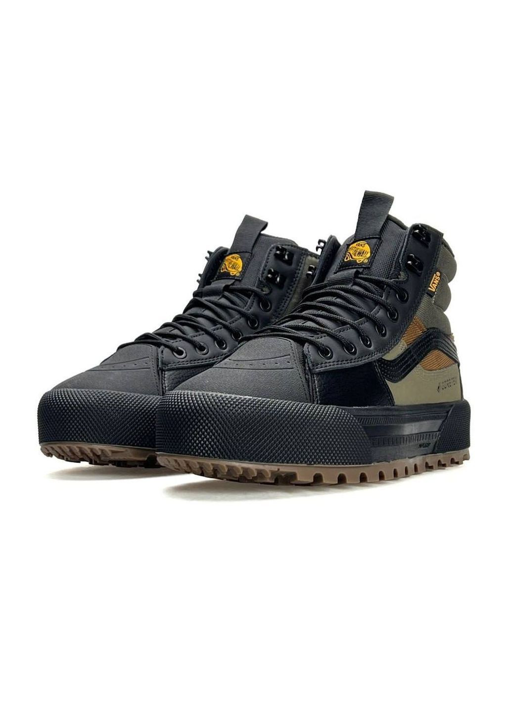 Оливковые (хаки) зимние кроссовки мужские зимние vans No Brand Sk8-Hi MTE-3 Fur Black Khaki