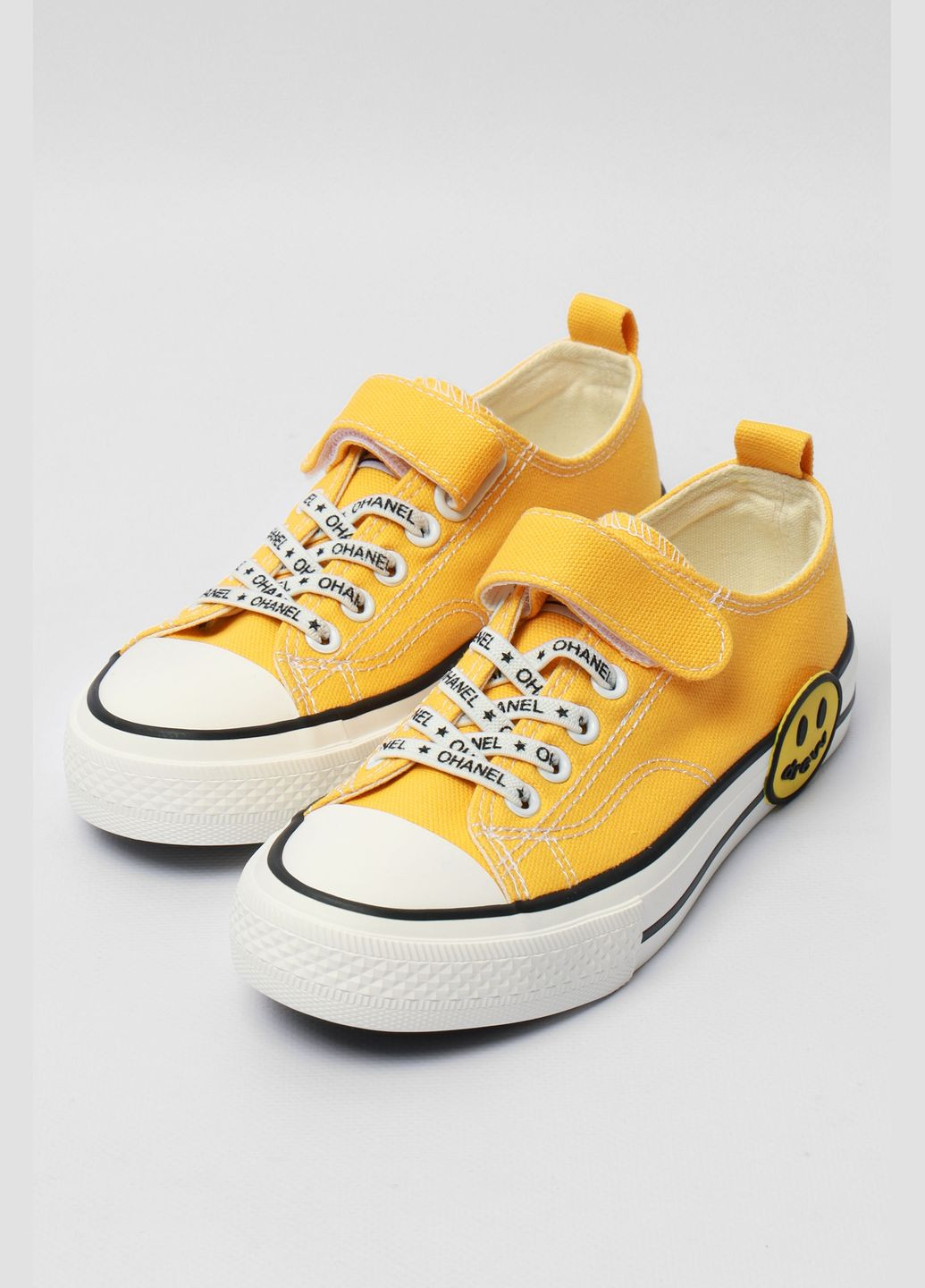 Желтые кеды детские желтого цвета однотонные текстиль Let's Shop