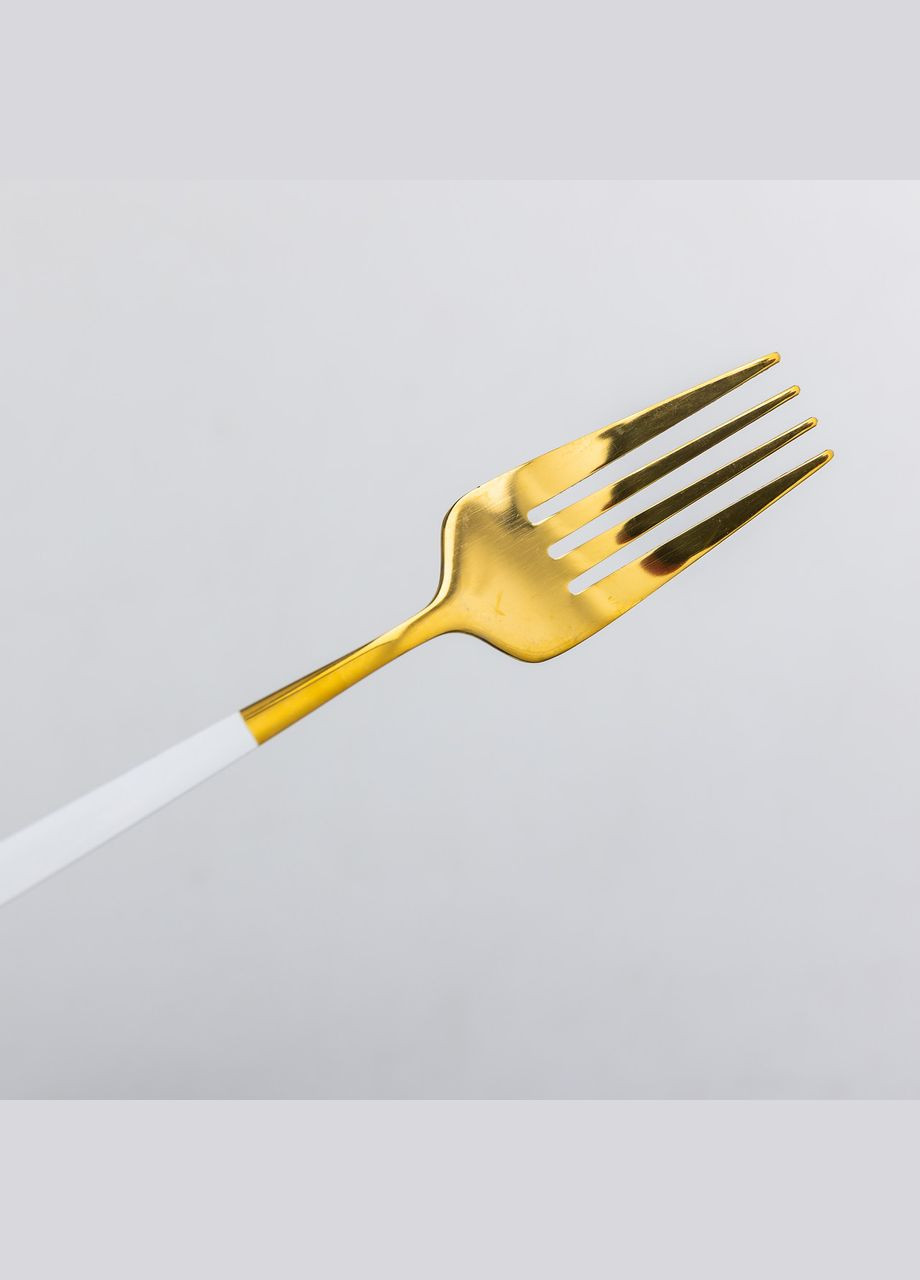 Набір столових виделок 6 штук виделки кухонні з нержавіючої сталі 21.5 см Білий із золотом HP-20-9 Yiwu (324305035)