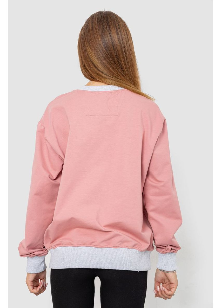 Пудровий світшот жіночий на манжеті, колір пудровий, 102r381 Ager (311590256)