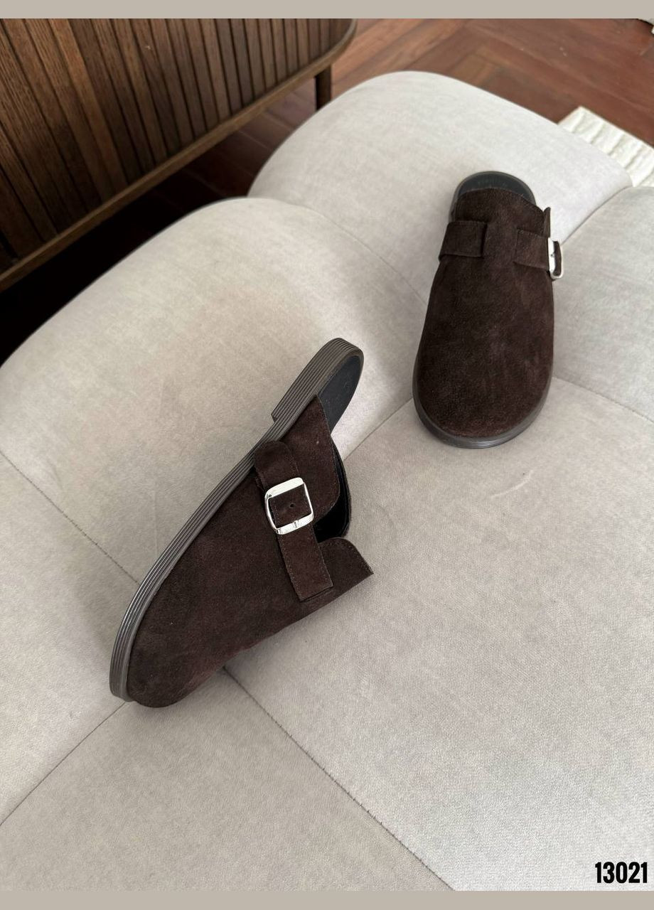 Клоги з натуральної замші “Шоколадна класика” No Brand (332623101)