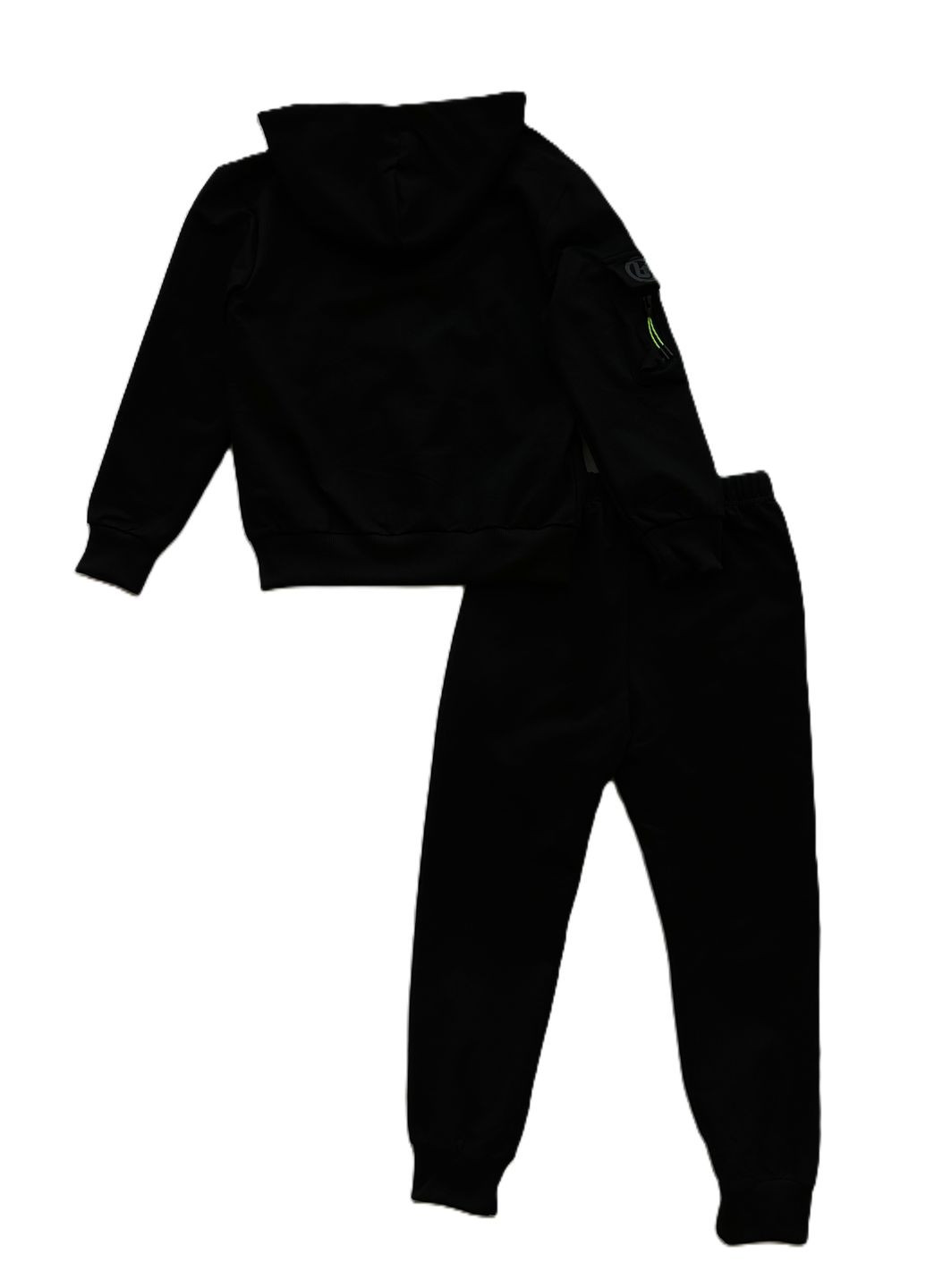 Спортивный костюм толстовка с молнией (зепка) и брюки-джогеры B13969-1 черный с зеленым Grace (356111759)