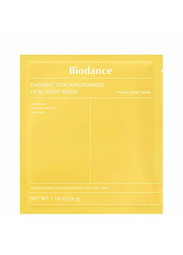 Гидрогелевая маска для оживления тусклой кожи Radiant Vita Niacinamide Real Deep Mask 34 г (8809937361459) Biodance (365867742)