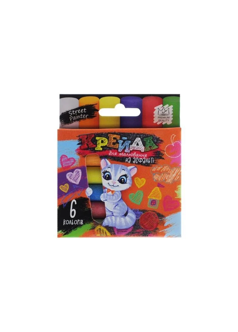 Набор мела MEL-02-01U для рисования на асфальте тонкая 6 шт. в коробке DANKO Danko Toys (389885665)
