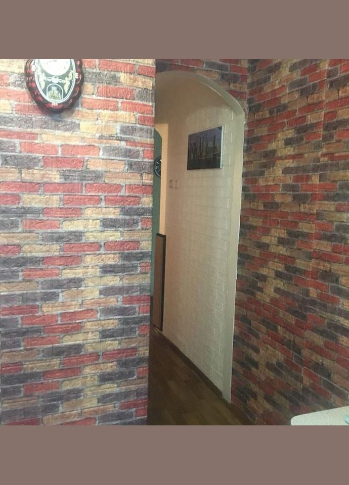 Самоклейка декоративна 3D панель під бежево-червону катеринославську цеглу 700x770x3мм 3D Loft (298400591)