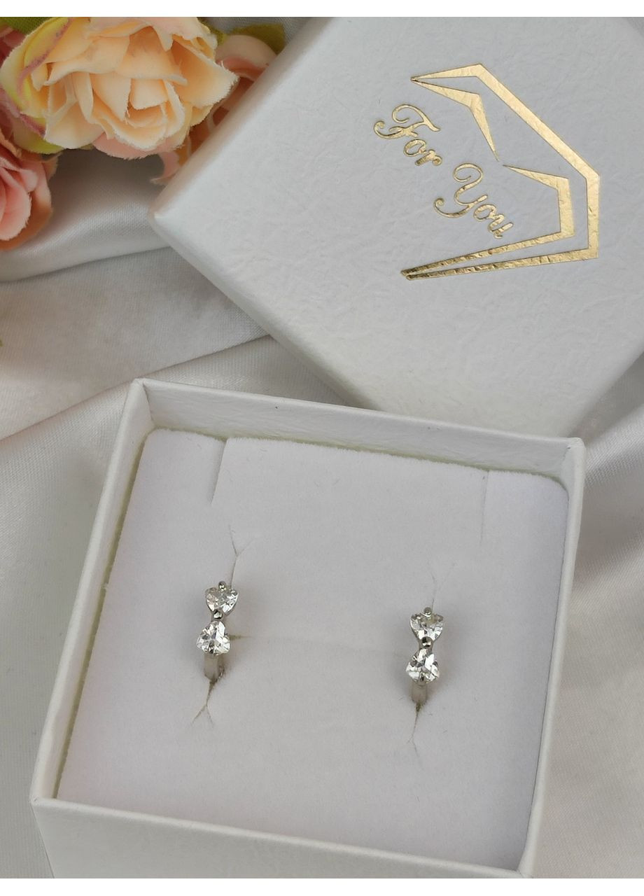 Дитячі срібні сережки Бантики 925 проби на англійській застібці No Brand (367089331)