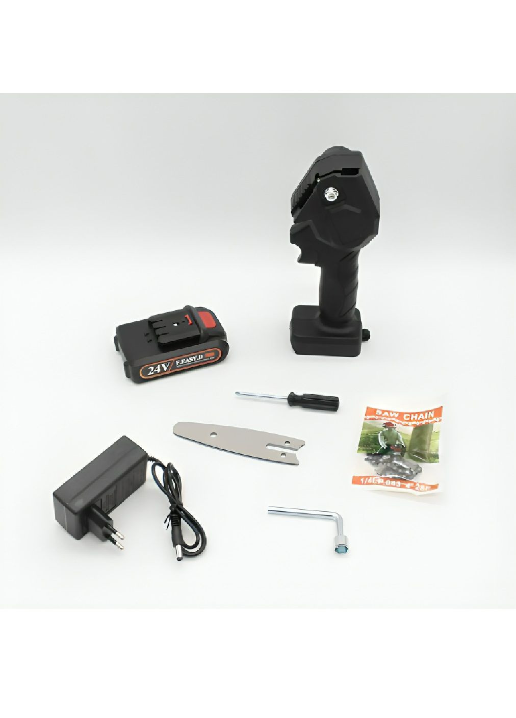 Комплект набор аккумуляторная садовая ручная цепная мини пила 4 дюйма 24 В с налобным аккумуляторным фонарем (480342-Prob) Unbranded (333934771)