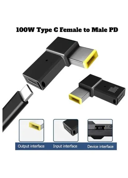 Перехідник PD 100W USB-C F to DC Male Jack square mouth Lenovo Thinkpad (PD100W-Lenovo) ST-Lab PD 100W USB-C F to DC Male Jack square mouth Lenov (388944071)