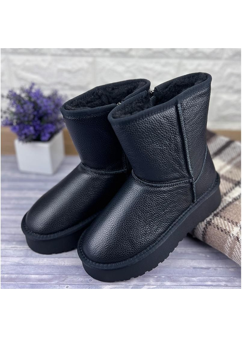 Уггі жіночі на платформі шкіряні на блискавці Е-0090171 Чорні No Brand (314963709)