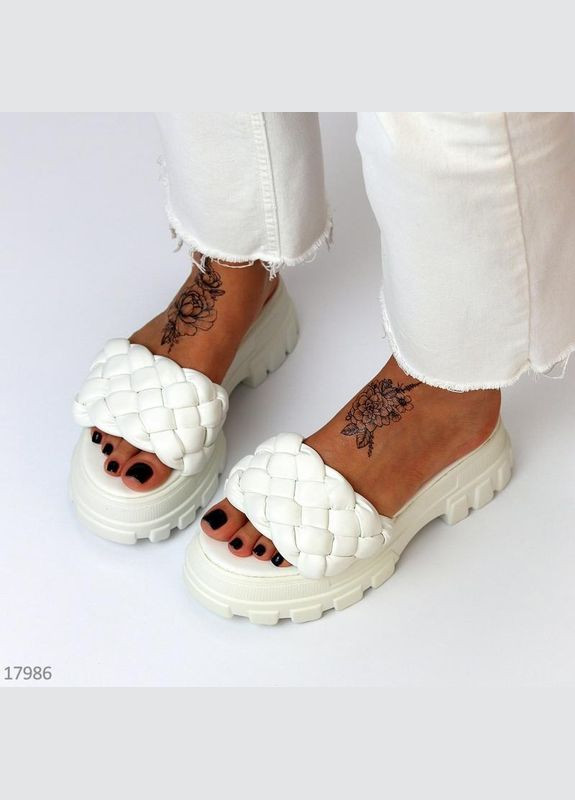 Жіночі шльопанці на платформі Mengfuna 1483 Білі No Brand (334256685)