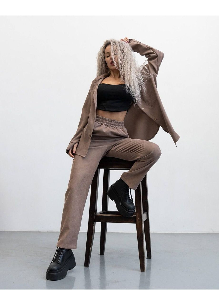 Жіночий Мікро вельветовий костюм: сорочка + штани Україна (361044133)