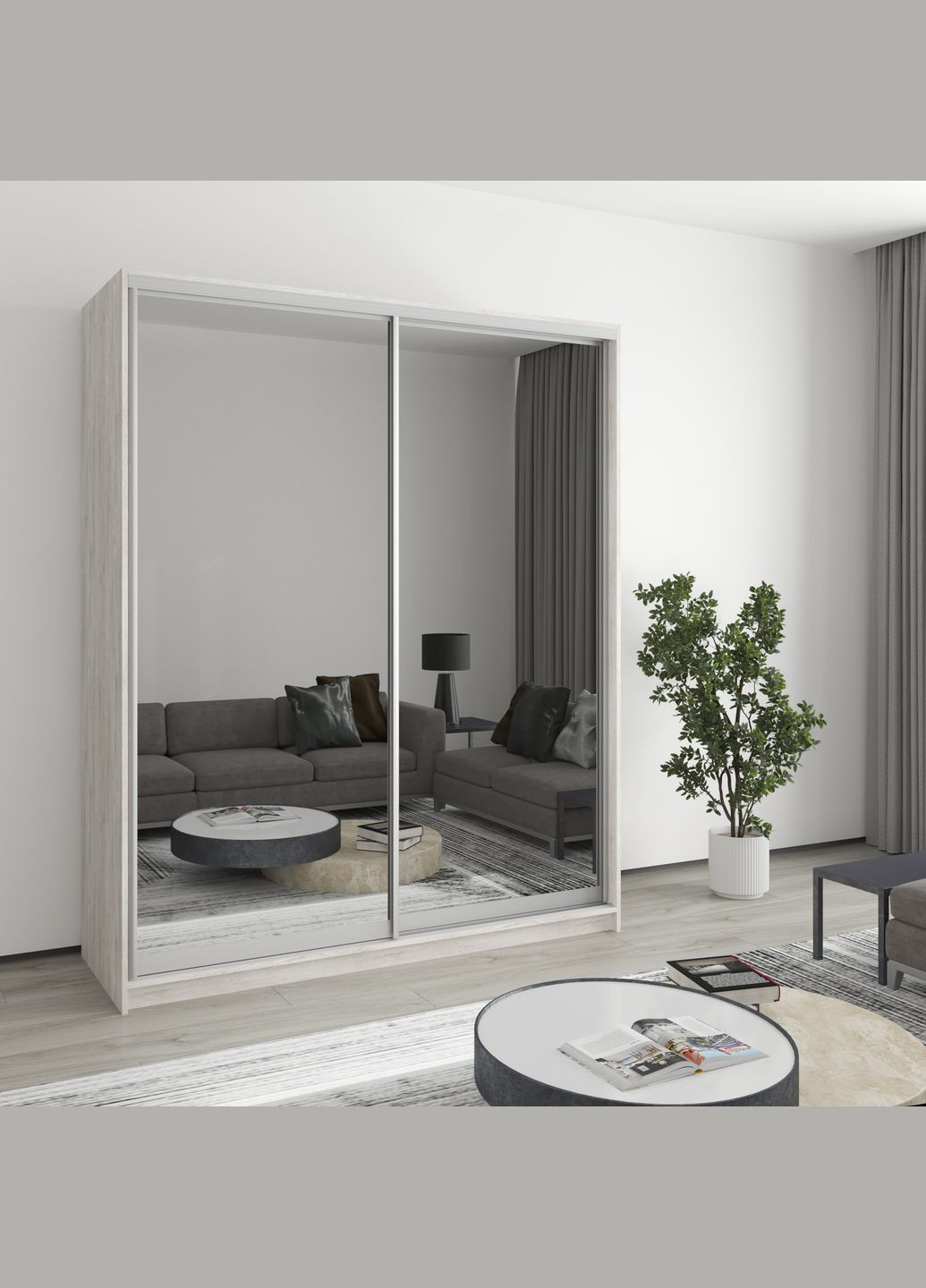 Шкаф-купе двухдверный Комбо AL 2 Зеркала 170x60x210 см (MBS-2816) MebelStar (346289811)