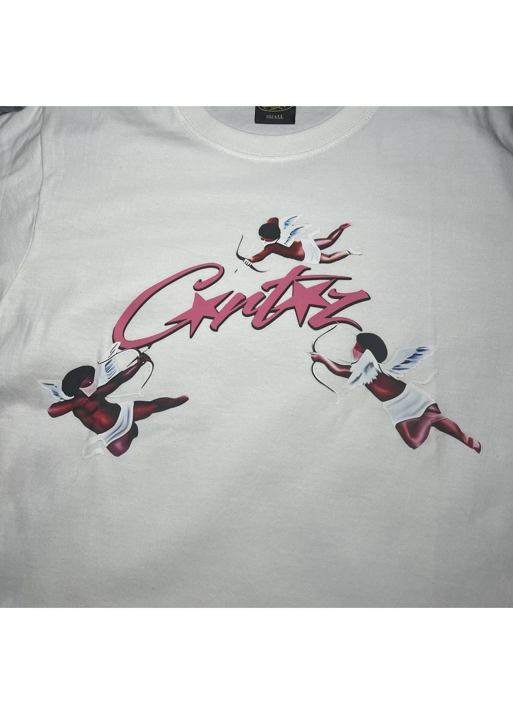 Чорна футболка біла стильна з принтом бомбою спереді, в стилі corteiz No Brand