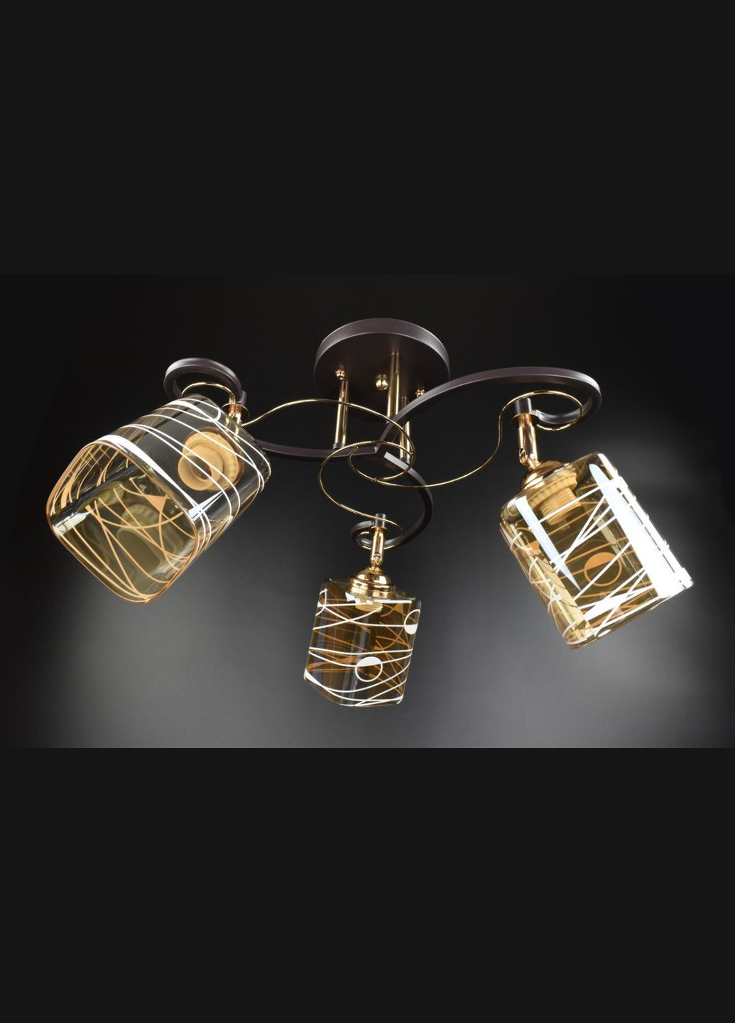 Люстра потолочная на 3 лампочки 26068 Коричневый 32х49х49 см. Sunnysky (364496386)