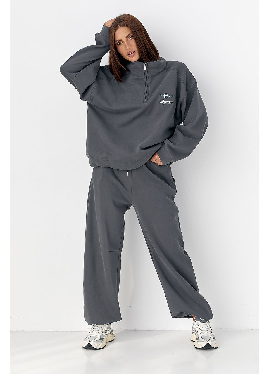 Спортивный теплый костюм со свободным свитшотом и брюками - бордо цвет Lurex (361056824)