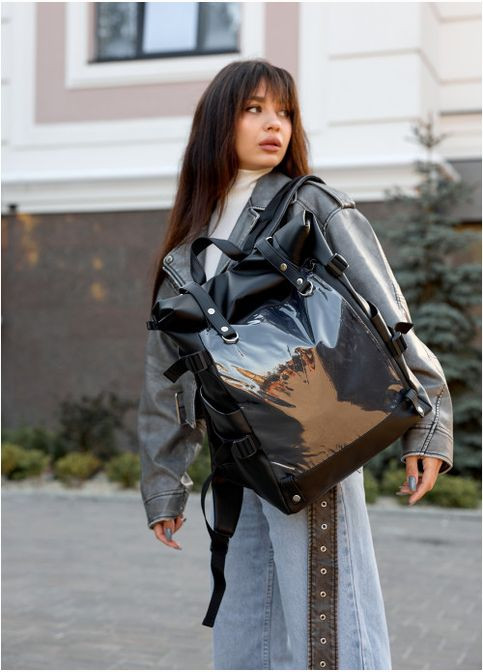 Рюкзак жіночий з екошкіри RollTop Hacking Чорний Sambag (301871136)