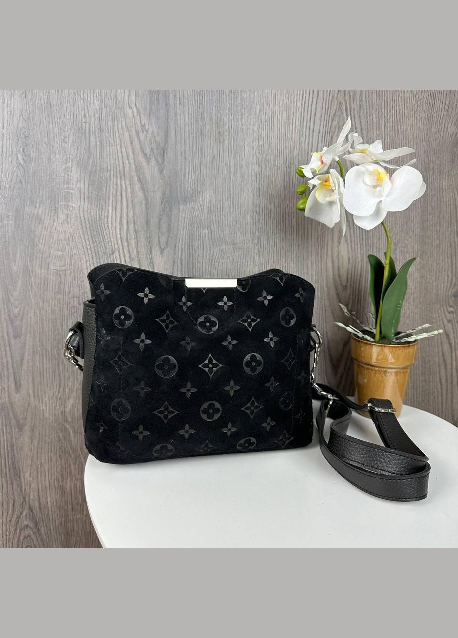 Женская замшевая сумочка с тиснением черная No Brand (298997342)