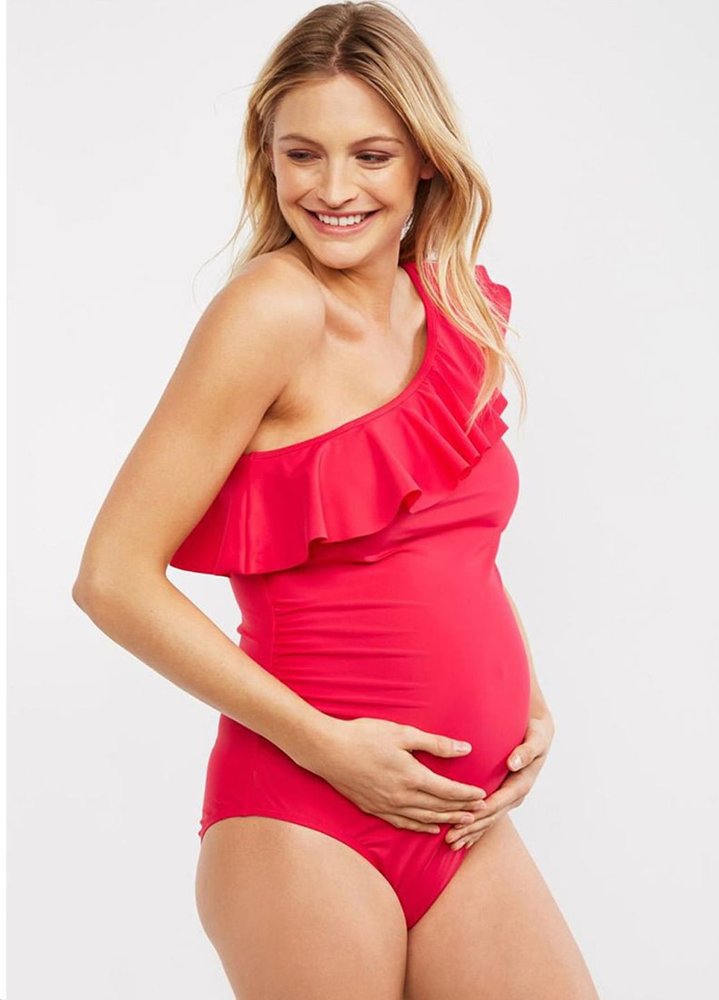 Червоний літній суцільний купальник мoon для вагітних суцільний FS
