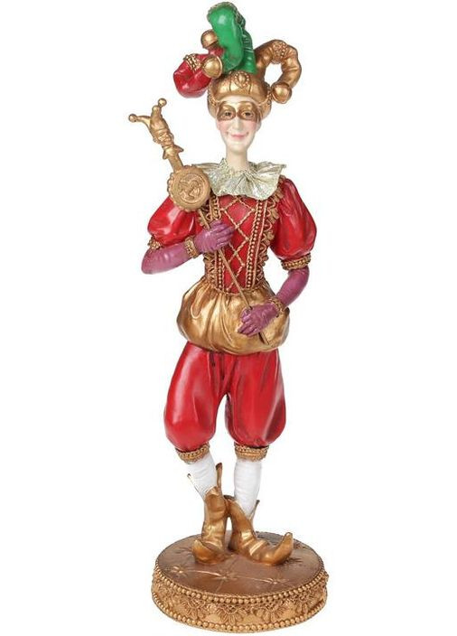 Декоративная фигура Шут Розейбла в красном полистоун для интерьера стильный элемент декора 38 см Bona (368990033)