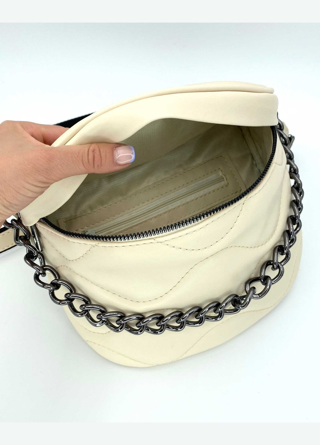 Женская бежевая сумка Пеги с цепочкой среднего размера (sumka-znocha-pegi) WeLassie (342199595)