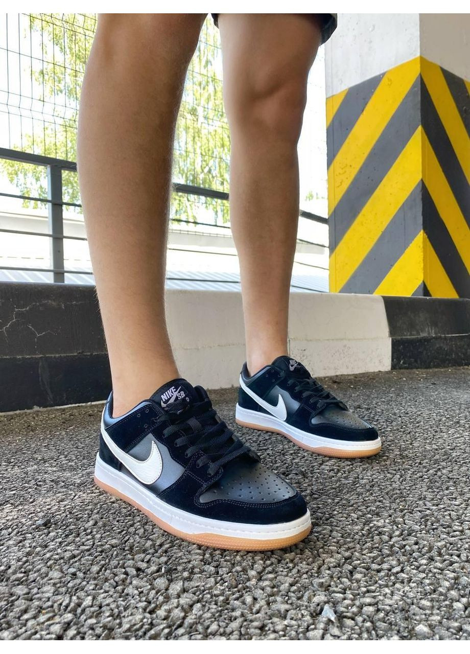 Черные демисезонные кроссовки мужские nike sb dunk low black white найк сб данк No Brand