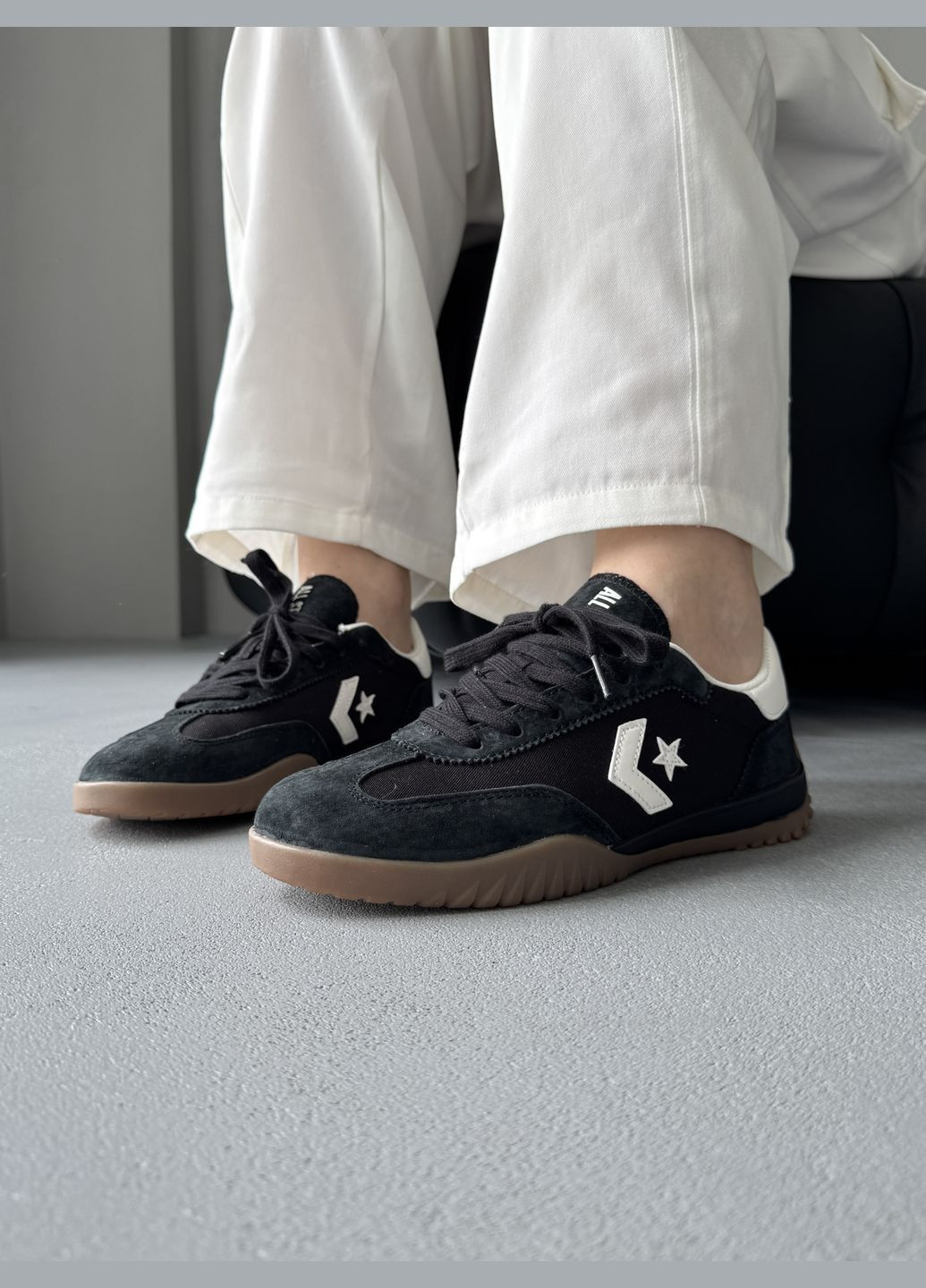 Черные демисезонные кроссовки мужские и женские converse run star trainer black | конверс ран черные No Brand