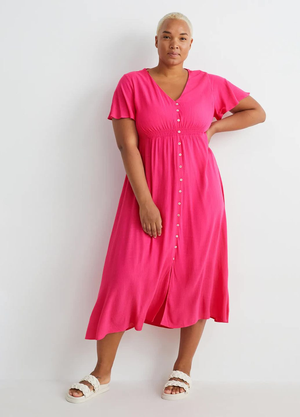 Рожева кежуал сукня з віскози C&A однотонна