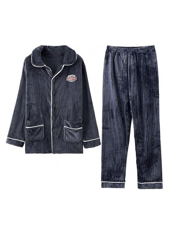 Комплект мужской пижамы CK-206 Dark Gray рубашка с длинным рукавом и штанами теплая 7шт Lesko (360505180)