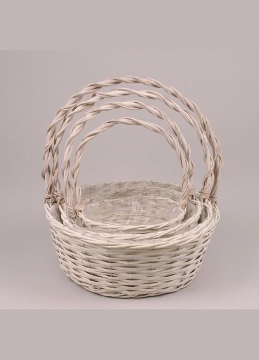 Комплект белых корзин из лозы 4 шт. 45630 Flora (319816096)