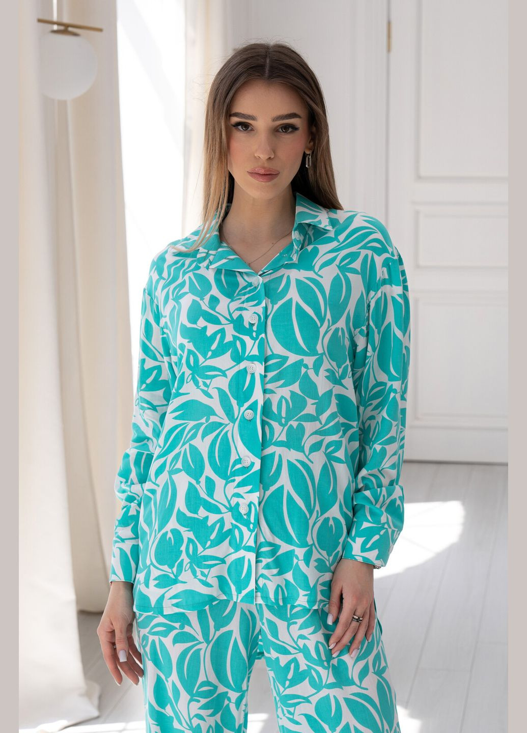 Мятная праздничный, классическая, кэжуал рубашка RiMari