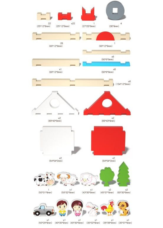 Дерев’яний конструктор Моя Ферма з фігурками 105 деталей + 13 фігур No Brand (358936350)