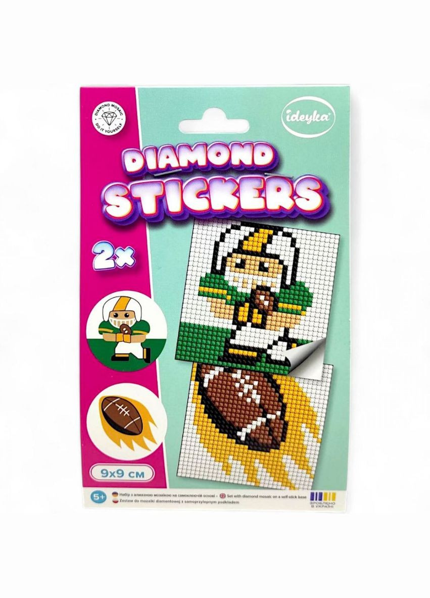 Набор с алмазной мозаикой на самоклеящейся основе "Американский футбол" 9x9 см Ідейка (329330386)