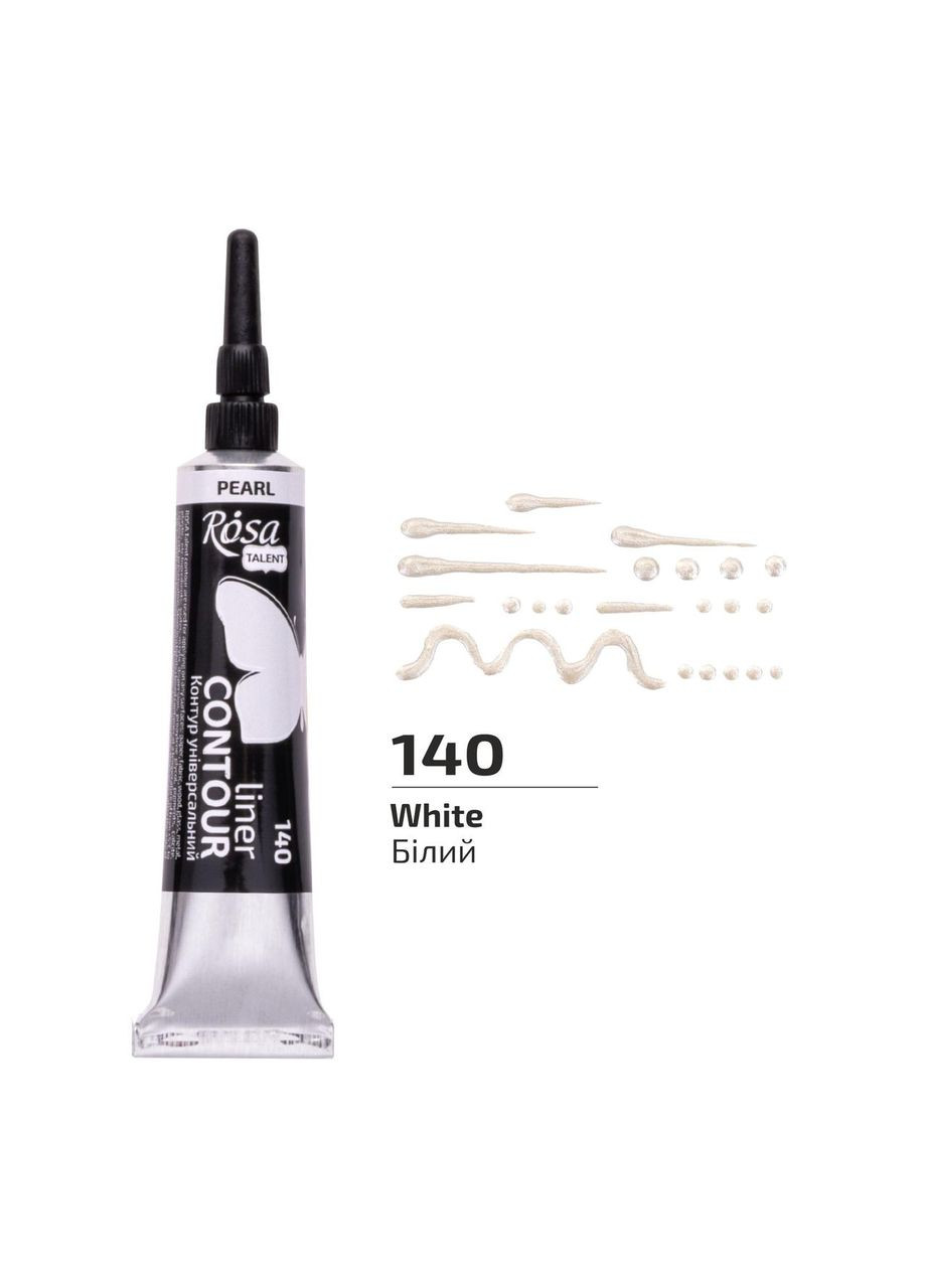 Фарба акрилова контурна Talent Білий перламутровий 20 мл (135140) Rosa (342121551)