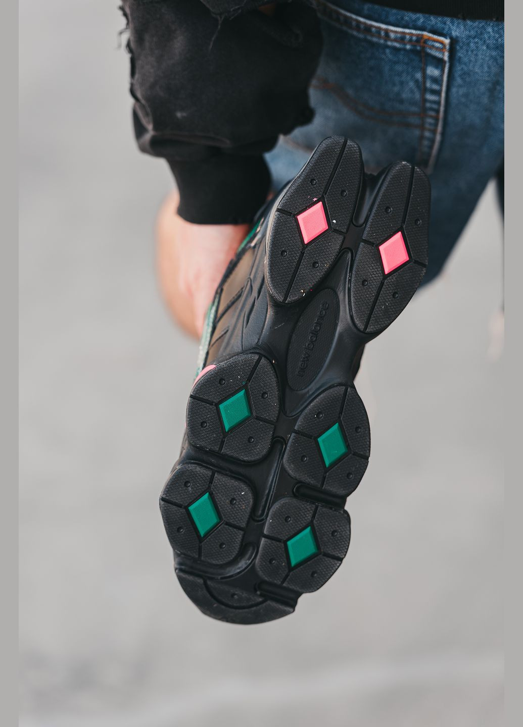 Черные демисезонные кроссовки мужские new balance 9060 black green| нью беланс 9060 черные зеленые No Brand