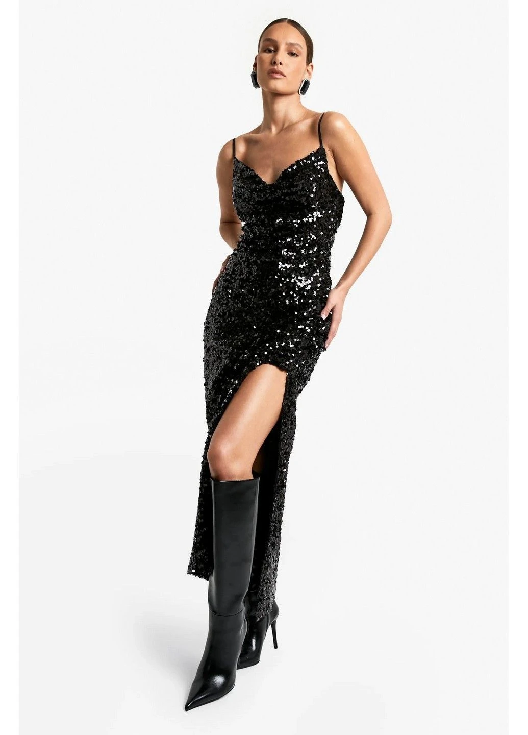 Черное кэжуал платье Boohoo однотонное