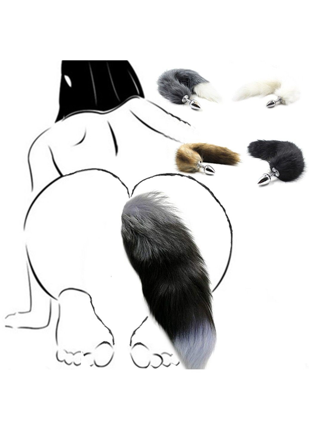 Анальная пробка металлическая с лисьим хвостиком серого цвета (размер S) We Love (284278664)