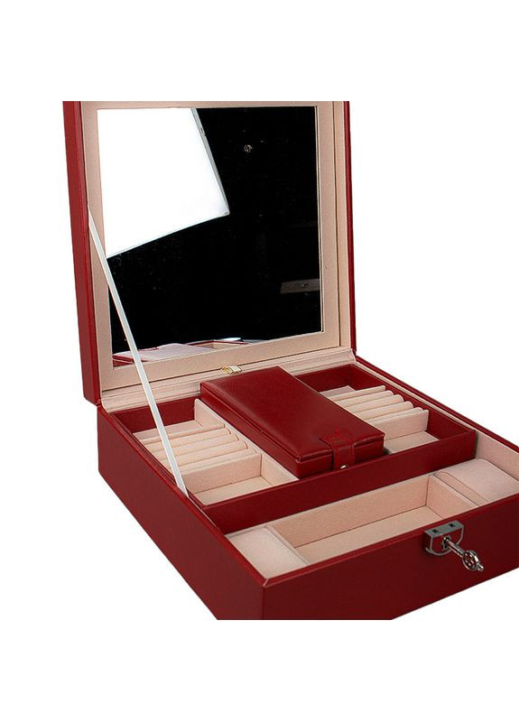 Скринька SP-01130 Red для прикрас і ювелірних виробів із дзеркалом на замку з ключем 5 шт. Casegrace (356499444)