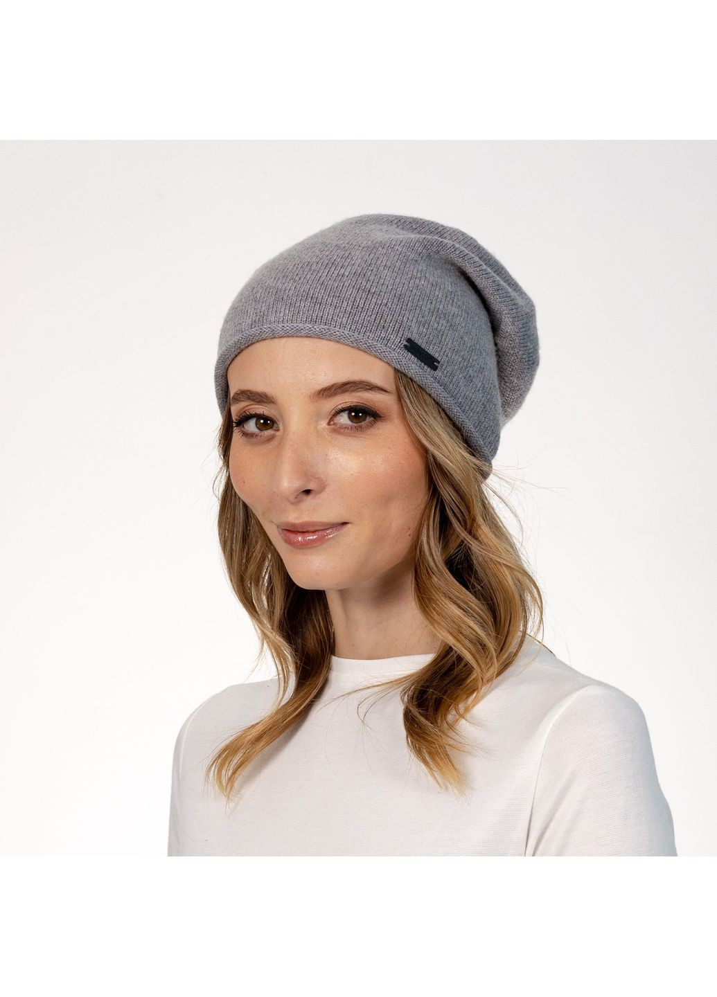 Шапка біні жіноча вовна сіра АЛІМ LuckyLOOK 564-442 (322790697)