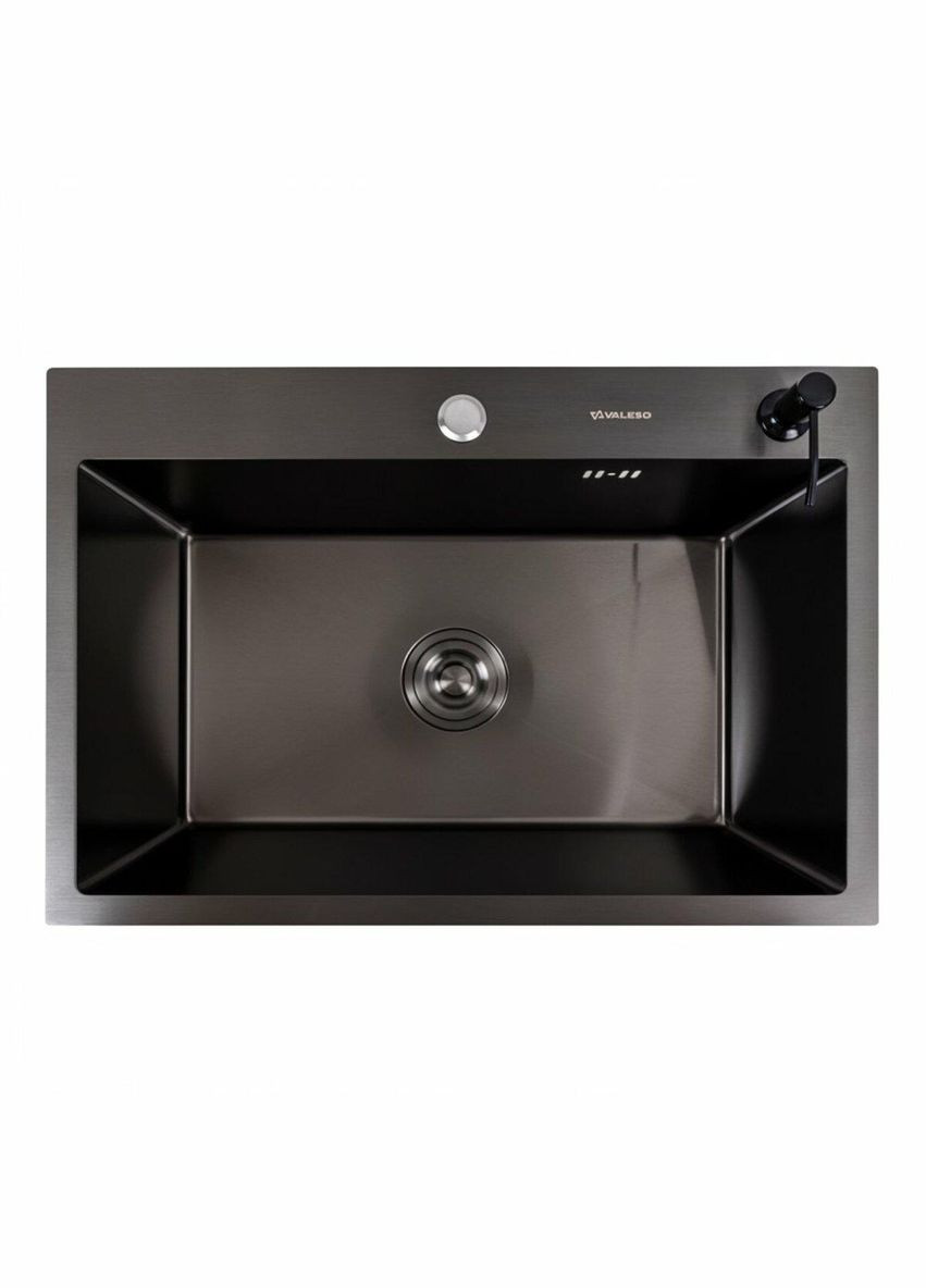 Кухонна мийка PVD чорна 65*45 Handmade (сифон круглий, 3,0/0,8) Valeso (342071593)