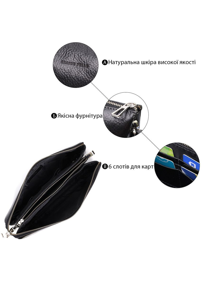 Качественный женский клатч из натуральной кожи 11658 Черный Grande Pelle (331913536)